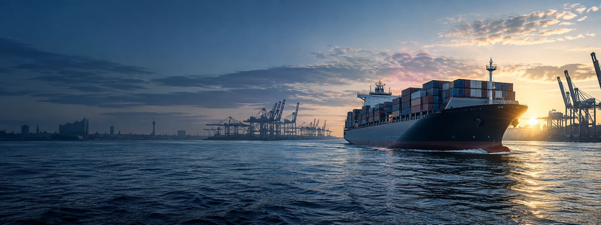Container vessel travelling from Hamburg